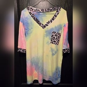 NWOT Tie Dye Animal Print Top